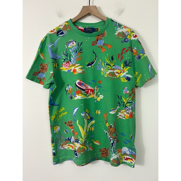 Polo Ralph Lauren Other - Polo Ralph Lauren Mens Green Scuba Diving Polo Bear All Over Print T-Shirt M